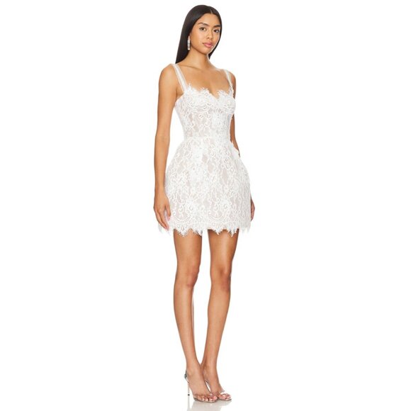 BRONX AND BANCO White Colette Lace Mini Dress | Size M | Bridal - Picture 7 of 8